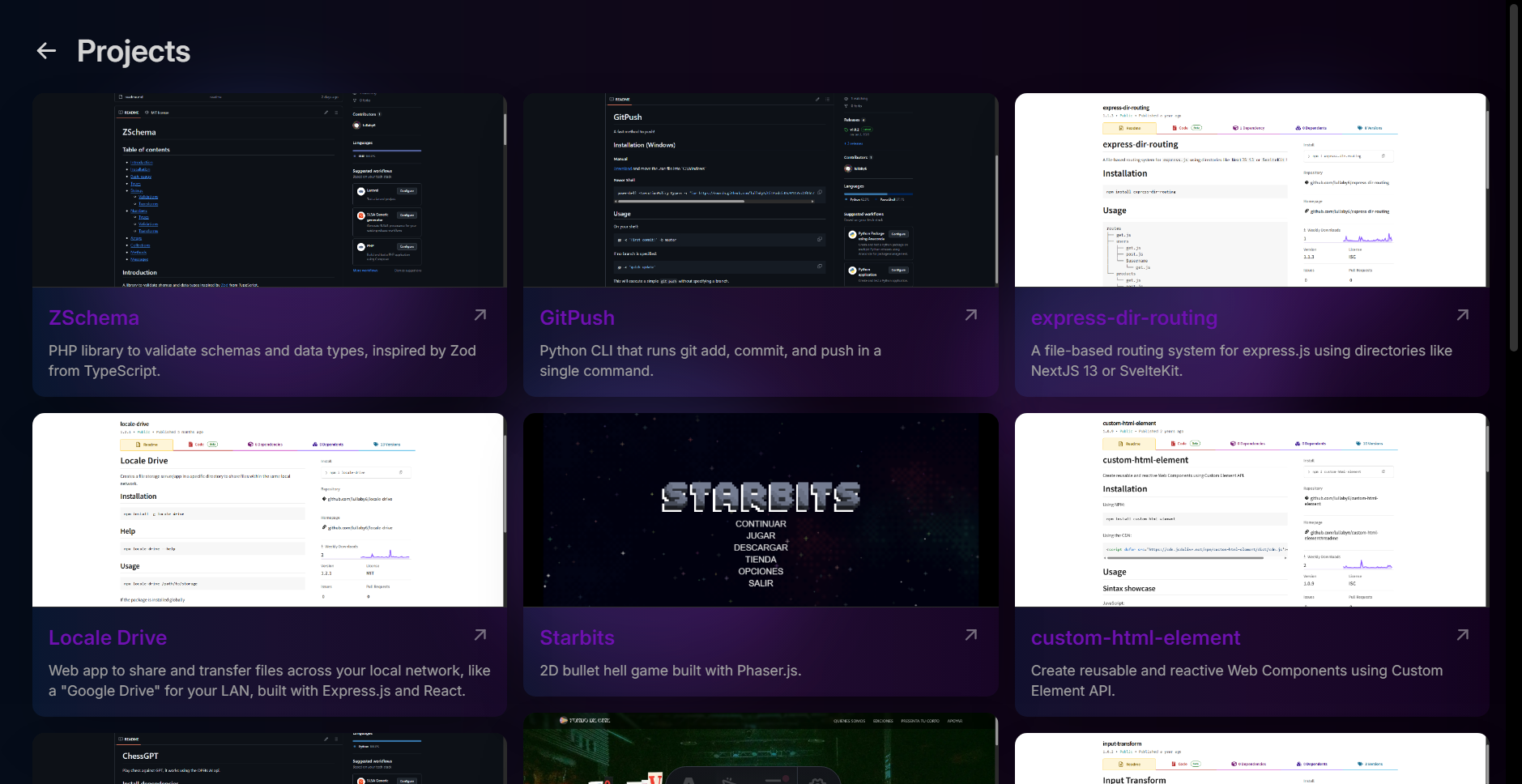 Projects preview