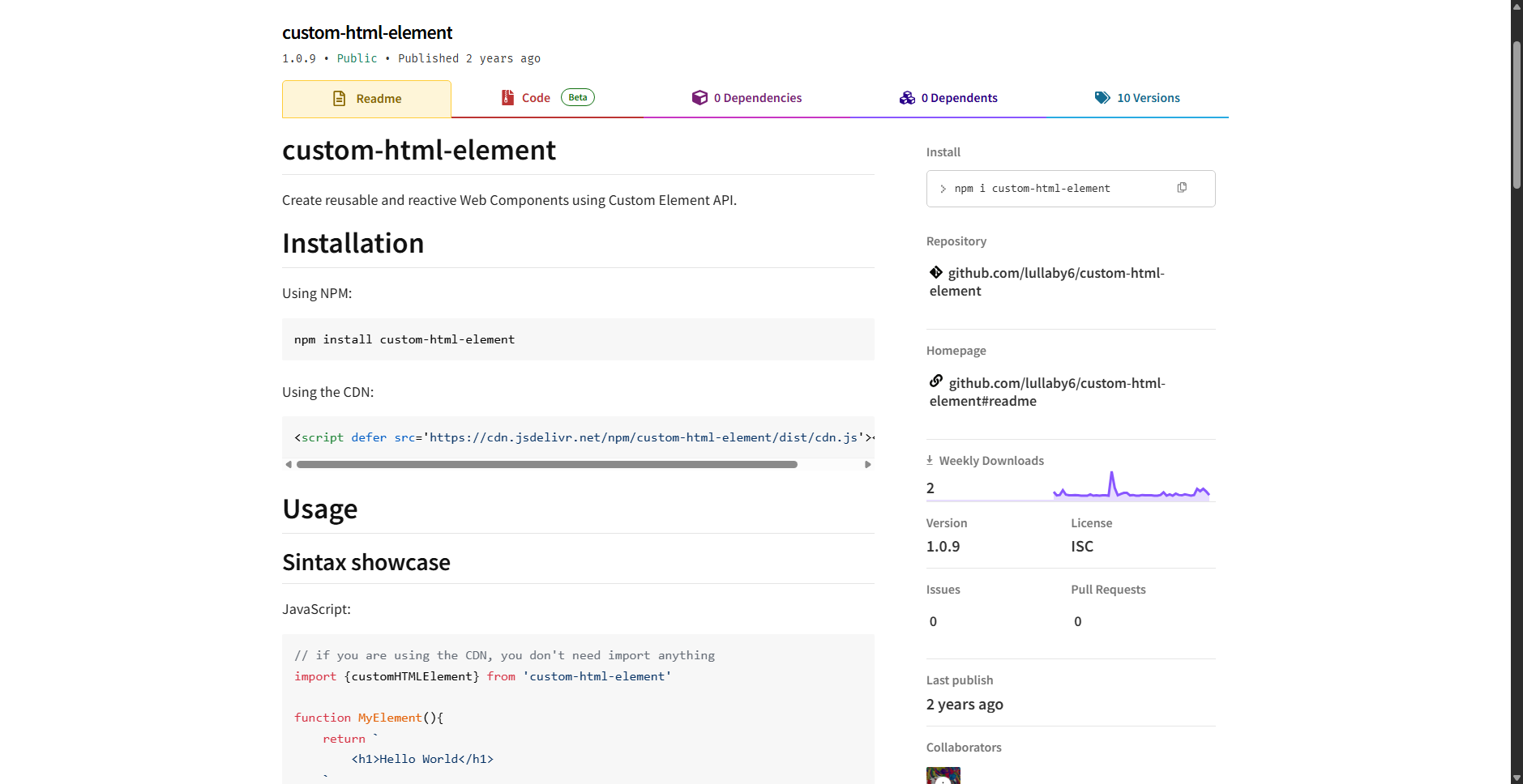 custom-html-element preview